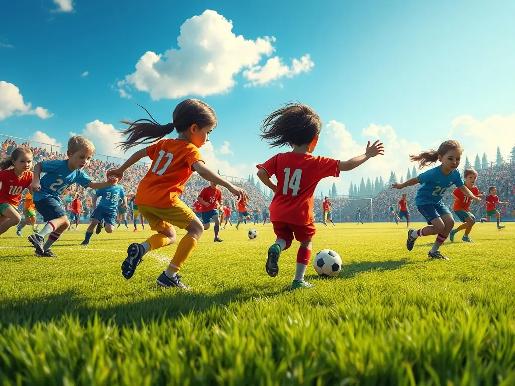 Children participating in a soccer clinic while learning about literacy, illustrating the Youth Soccer Literacy Clinics program.