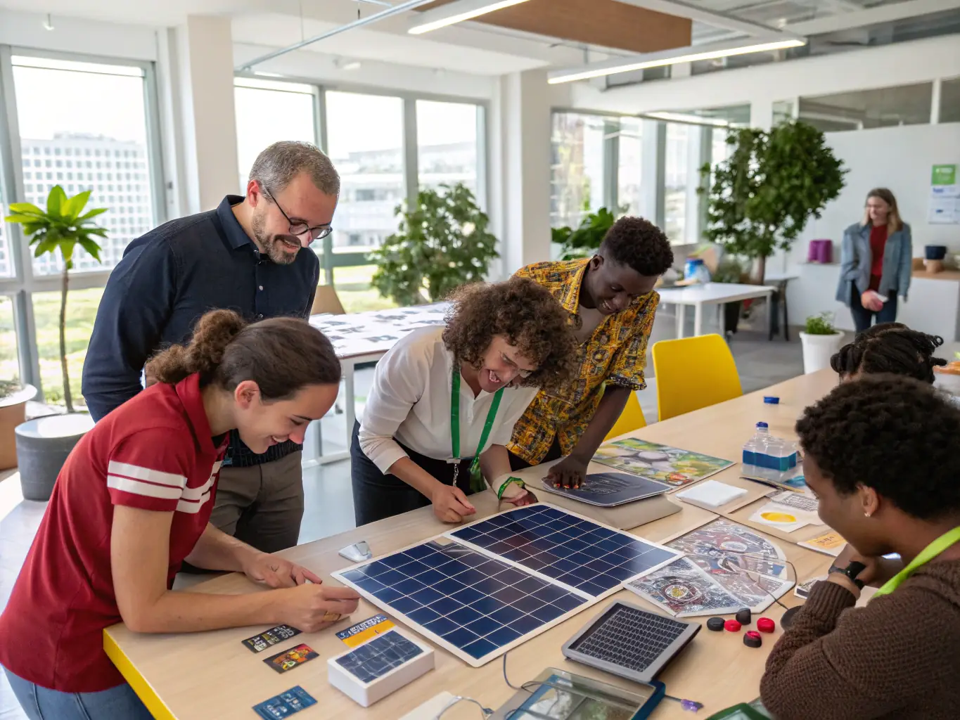 An image showcasing participants in a clean energy training workshop, highlighting the Untapped Clean Energy Career Platform.